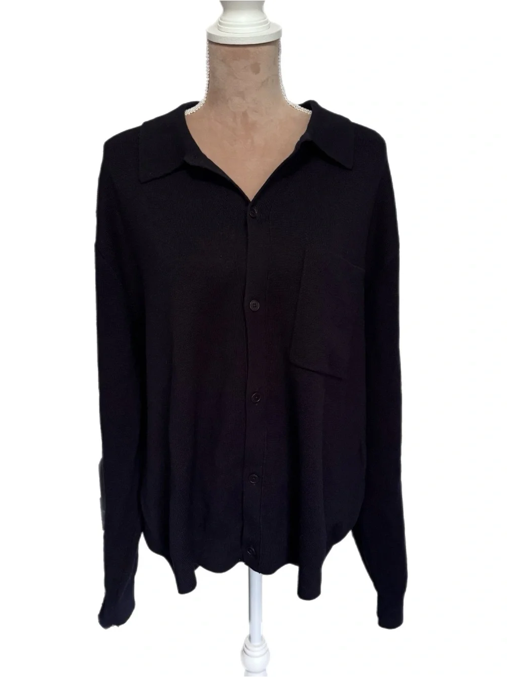 Madewell Men's Merino Wool Collared Cardigan Sweater Navy Size XXL NY126 New